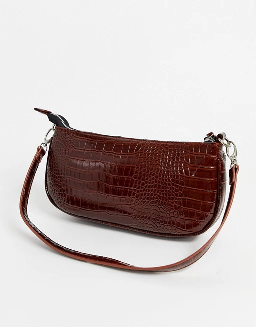 My Accessories London – Braune Lack-Umhängetasche im Stil der 90er in Kroko-Optik | ASOS DE