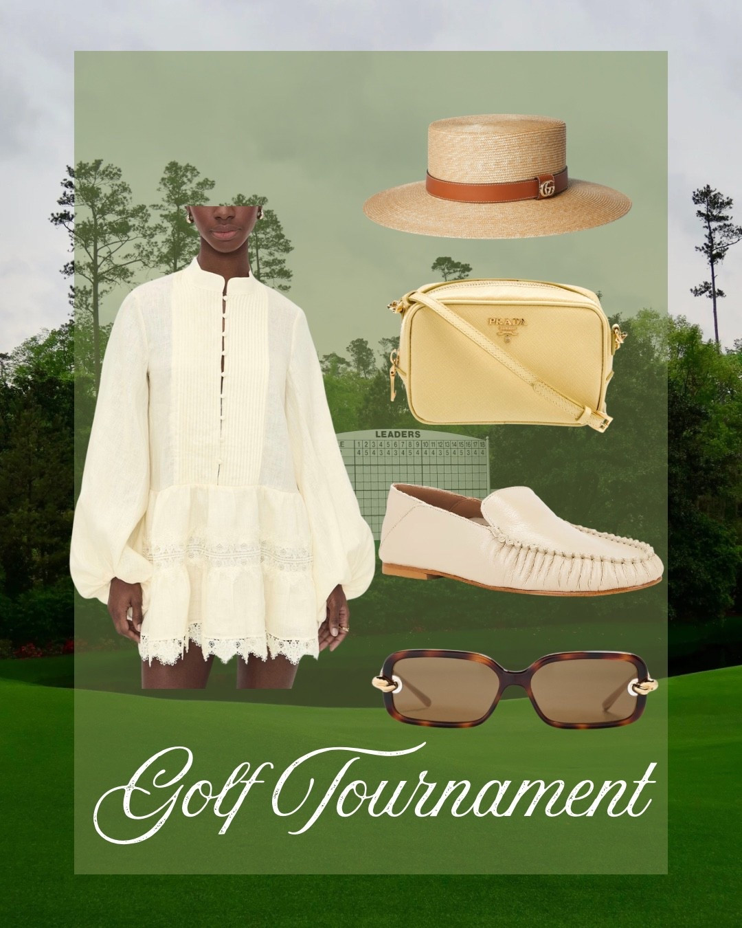 Augusta the masters golf tournament golf outfit yellow dress spring Gucci hat 

#LTKootd