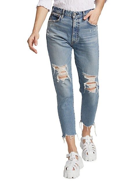 Moussy Vintage Carter High-Rise Distressed Ankle Tapered Jeans | Saks Fifth Avenue