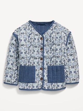 Printed Quilted Button-Front Jacket for Toddler Girls | Old Navy (CA)