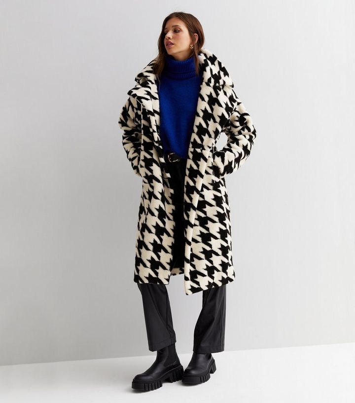 Black Dogtooth Teddy Long Coat
						
						Add to Saved Items
						Remove from Saved Items | New Look (UK)