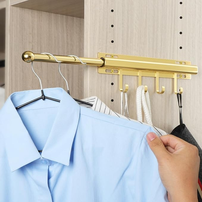 12 inch Valet Rod for Closet Pull Out Closet Valet Rod Slide Out Gold Valet Rods for Closets Tele... | Amazon (US)