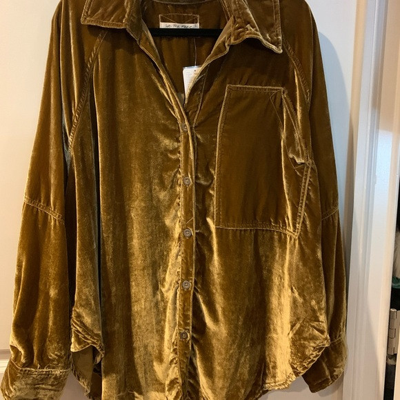 We The Free Velvet Shirt in Warm gold | Poshmark