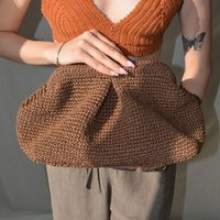 Raffia Pouch Clutch, Crochet Straw Bag, Large Summer Handbag, Woven Bridesmaid Purse, Wicker Bridal Clutch Natural Handmade Knitted Bag | Etsy (US)