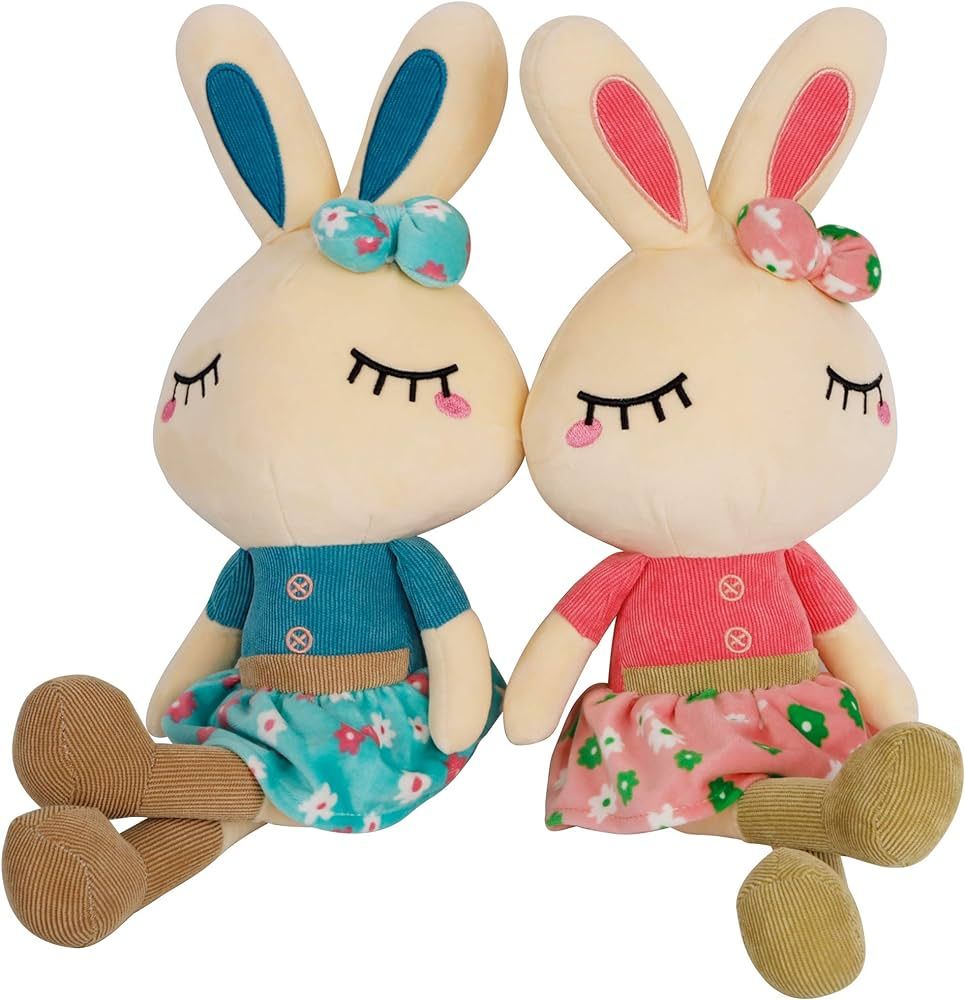 Cllayees Set of 2 Plush Bunny Rabbit, 18.3 in Easter Doll Rabbit Stuffed Animal Huggable Rabbit E... | Amazon (US)