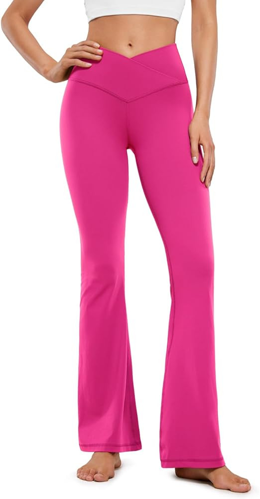 CRZ YOGA Butterluxe Crossover Flare Leggings for Women 31" - High Waist V Cross Bootcut Bell Bott... | Amazon (US)