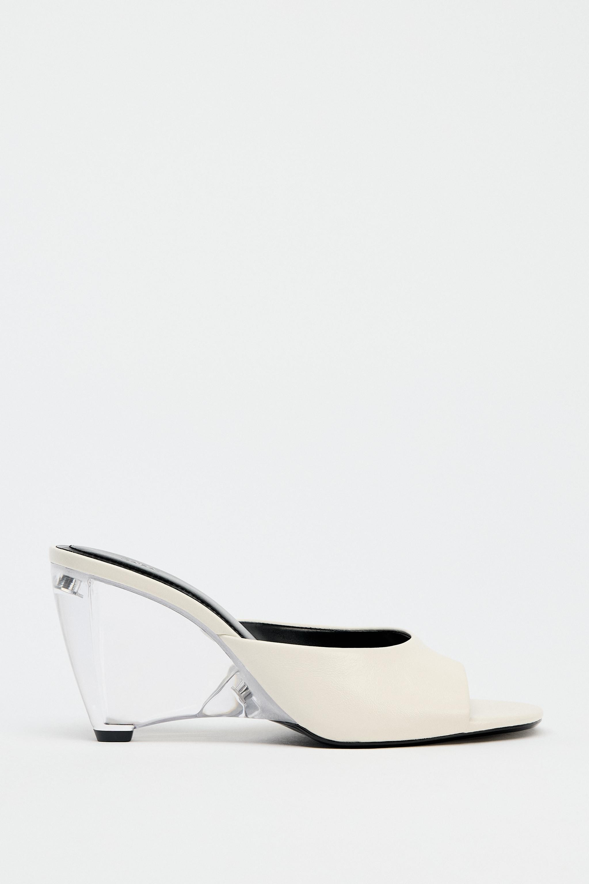 TRANSPARENT WEDGE LEATHER MULES | Zara US