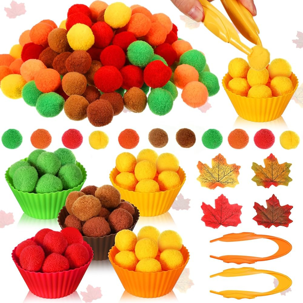 Hotop 312 Pieces Fine Motor Toys Counting Sorting Fall Thanksgiving Decorations 100 Pcs Assorted ... | Amazon (US)