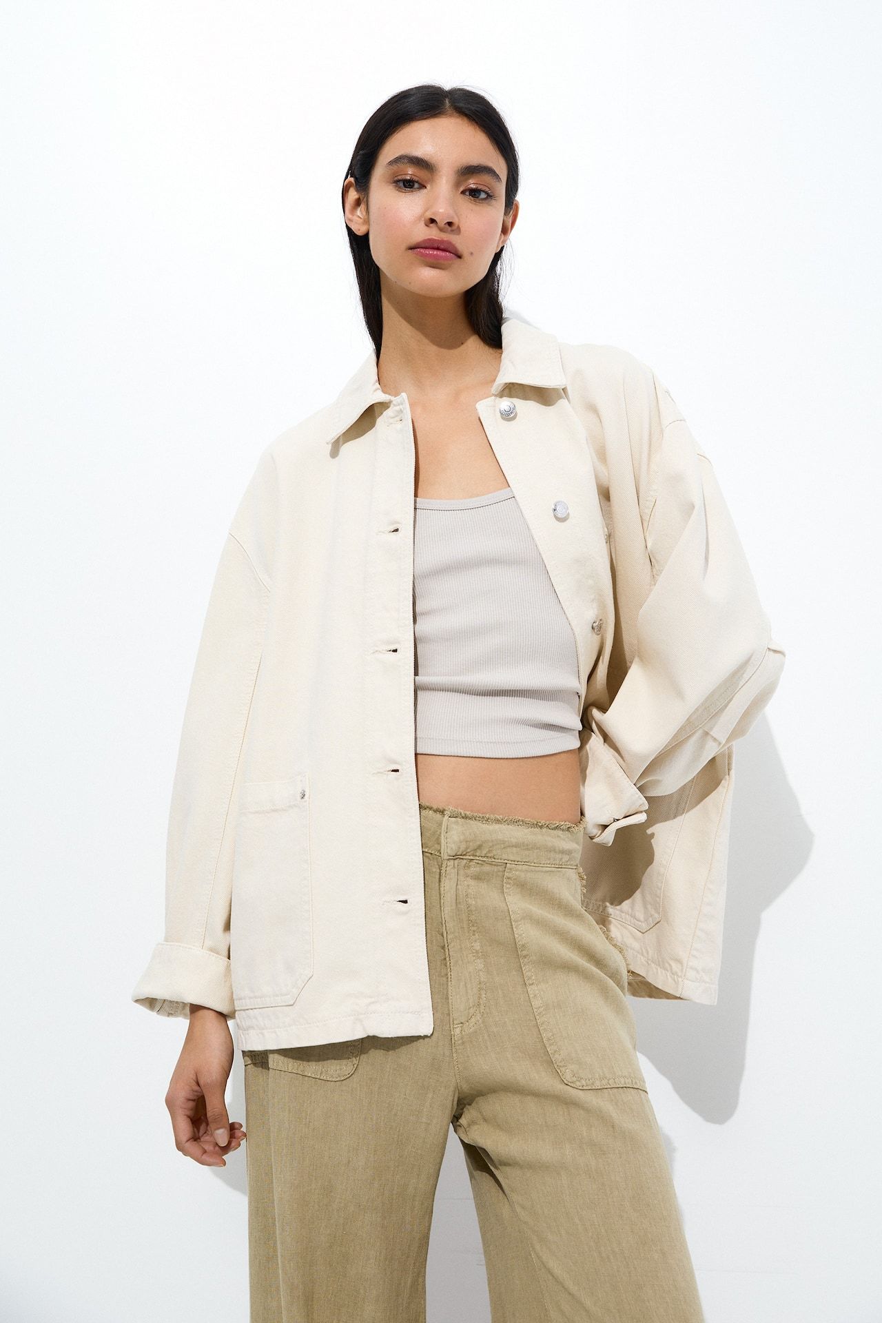 Worker jacket with pockets | PULL and BEAR UK