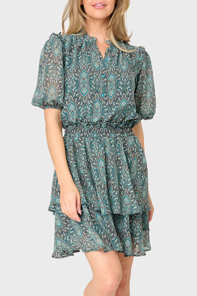 Isla Smocked Waist Bubble Sleeve Day Dress | Gibson