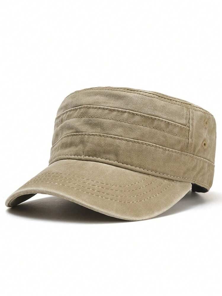 Vielseitiger Einfacher Schlichter Flachhut, Gewaschene Vintage-Freizeitmütze Für Herren, Frühling/Sommer, Sonnenhut | SHEIN