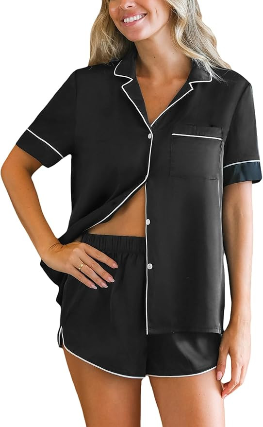 CUPSHE Satin Button Pajamas Shorts Set for Women | Amazon (US)