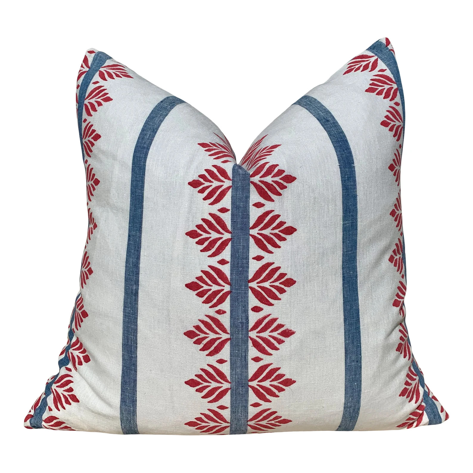 Designer Fern Stripe Pillow in Blue and Red. Accent Stripe Pillow, Decorative Pillow Cover, Desig... | Etsy (Global)
