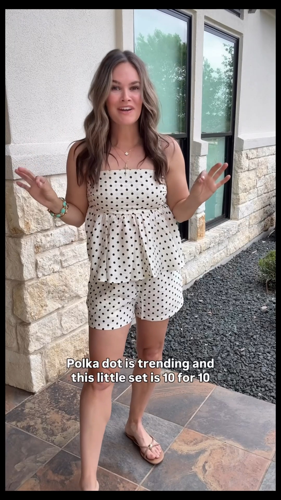 This may be my favorite polka dot set I’ve seen yet… so cute with a sandal and could also dress it up with a wedge! Bonus: mix & match it for more looks.

#LTKgrwm #LTKootd #LTKSeasonal