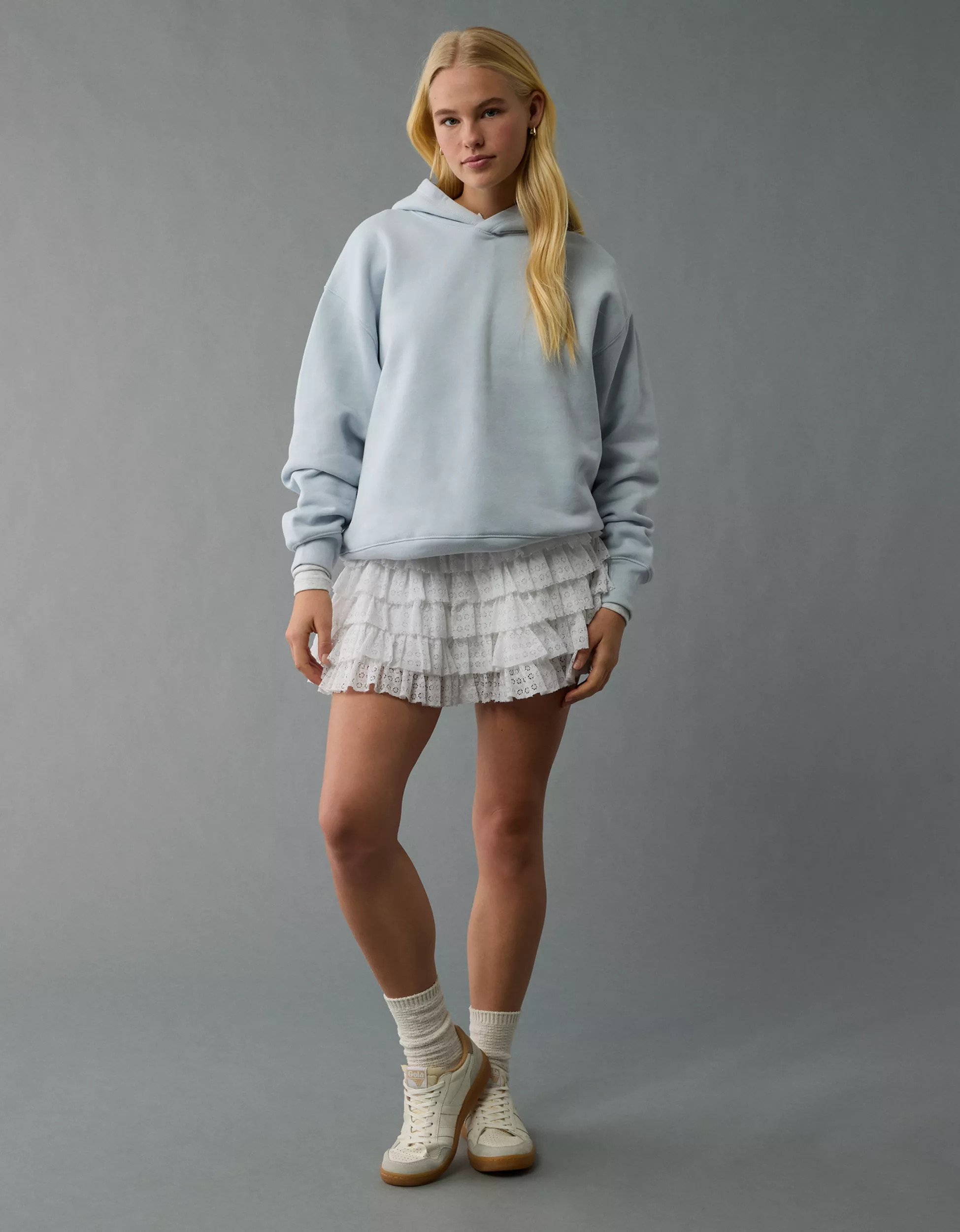 AE High-Waisted Ruffle Mini Skort | American Eagle Outfitters (US & CA)