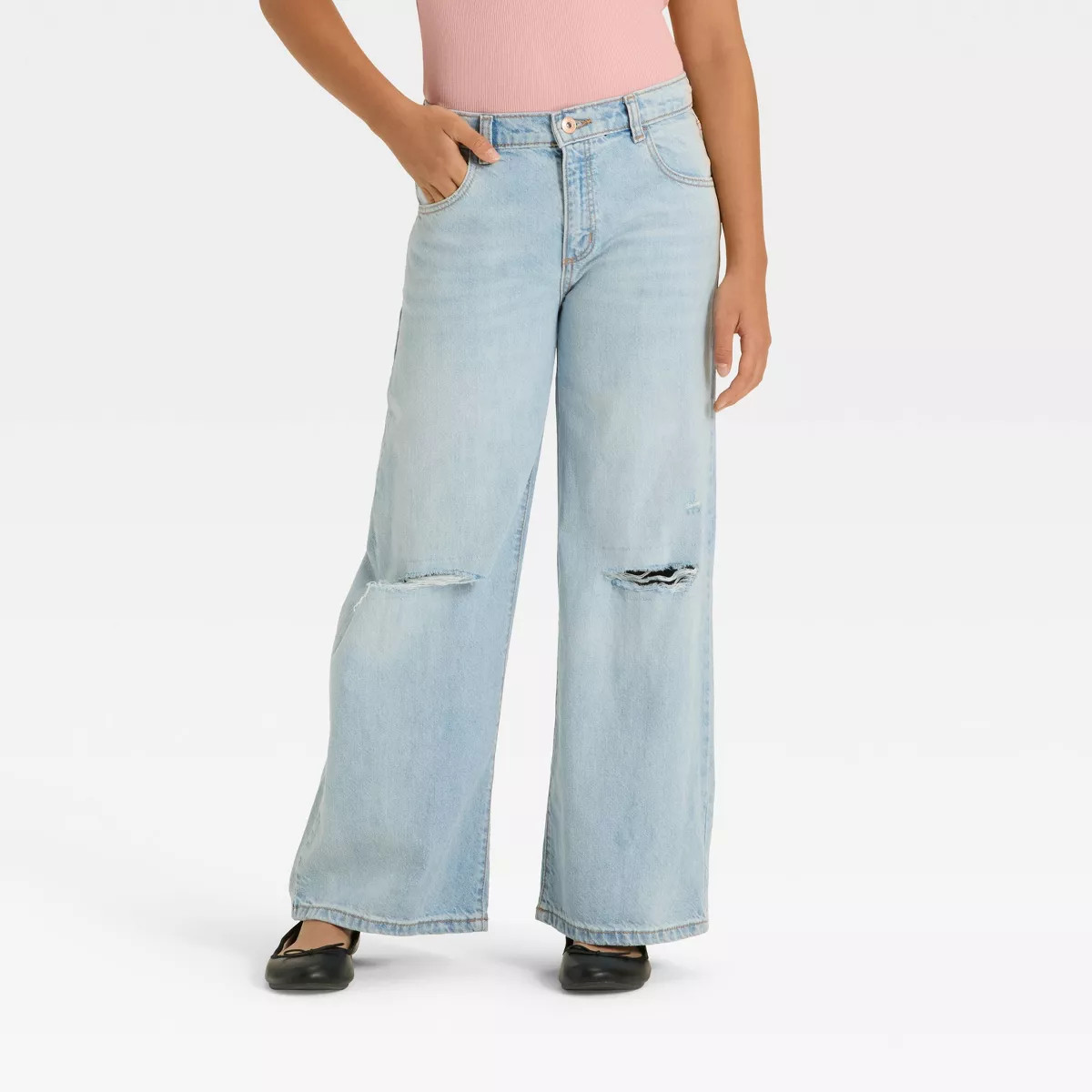 Girls' Mid-Rise Loose Slouchy Wide Leg Jeans - art class™ | Target