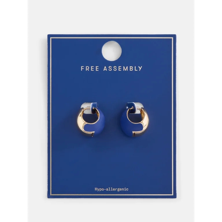 Free Assembly Women's Two Tone Hoop Earrings | Walmart (US)