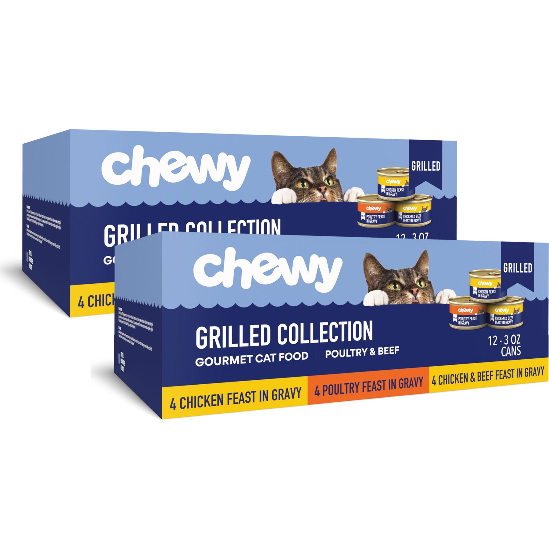 Chewy Made Grilled Poultry & Beef Feast Variety Pack Canned Wet Cat Food, 3-oz can, bundle of 24 | Chewy