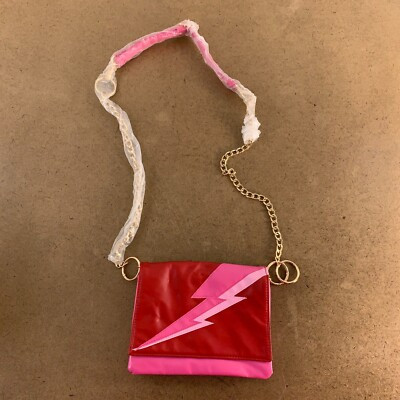Betsy Dare Red Pink Lightning Bolt Romy Convertible Faux Leather Clutch New  | eBay | eBay US
