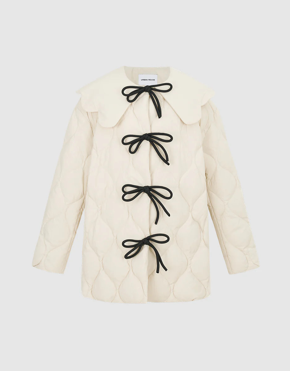 Bow Detail Down Jacket | Urban Revivo