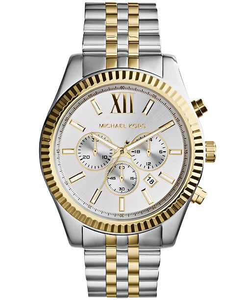 Men's Chronograph Lexington Two-Tone Stainless Steel Watch 45mm MK8344 | Macys (US)