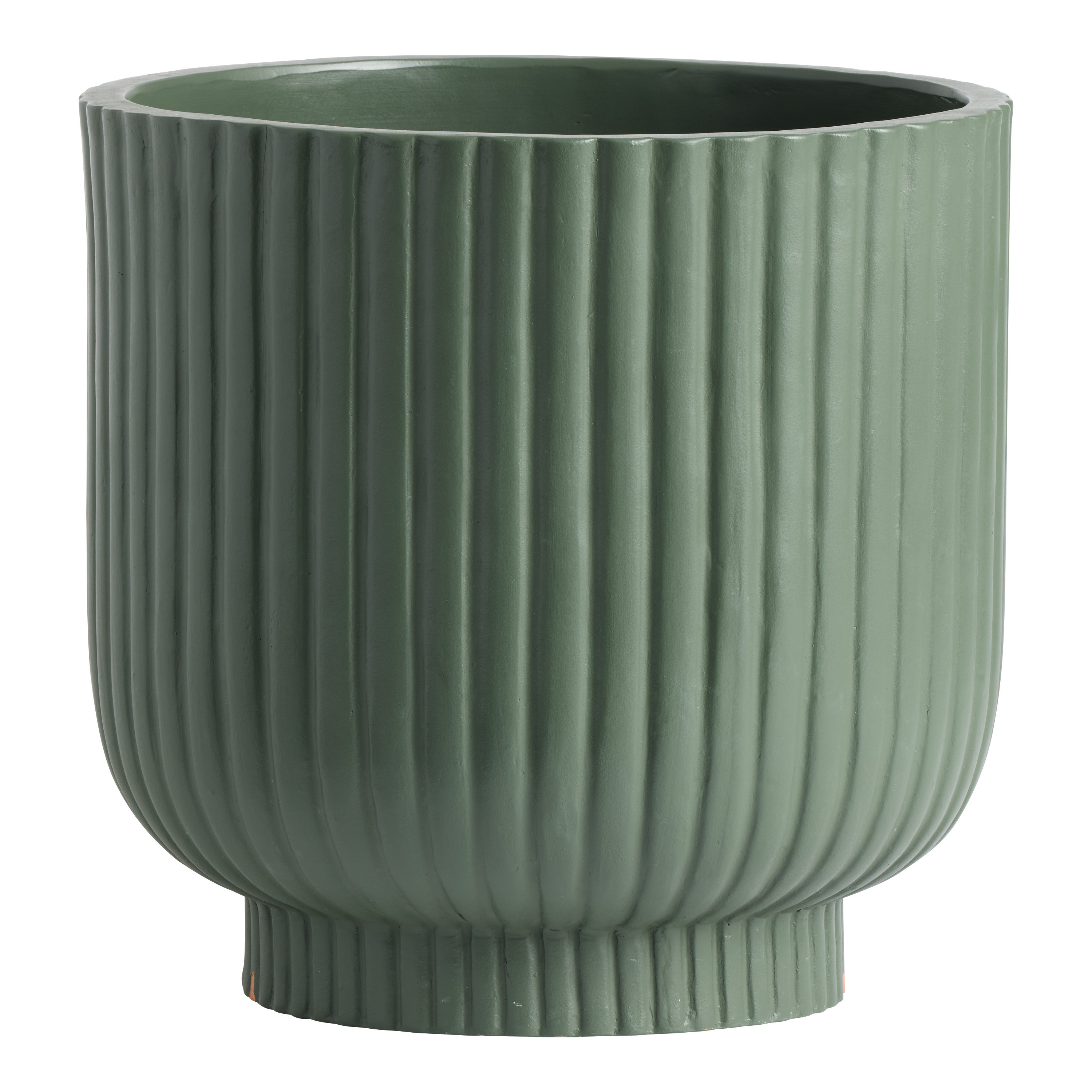 Etra Green Terracotta Fluted Outdoor Pedestal Planter | World Market