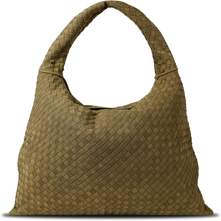 Vegan Leather Woven Tote, Vintage Suede Hobo, Suede Woven Purse, Large Leather Shoulder Bag Braid... | Amazon (US)