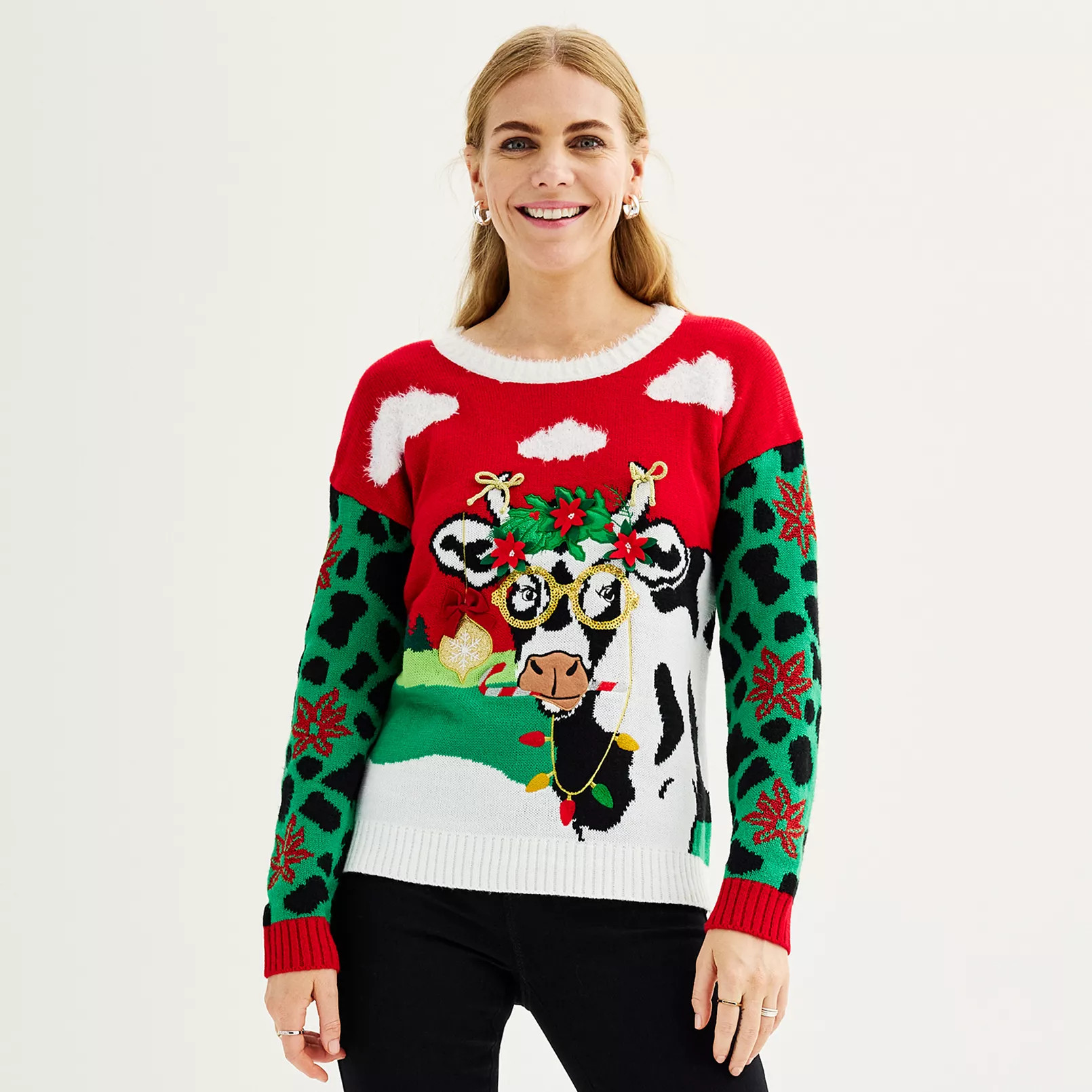 Women's Celebrate Together™ Long Sleeve Crewneck Christmas Sweater | Kohl's