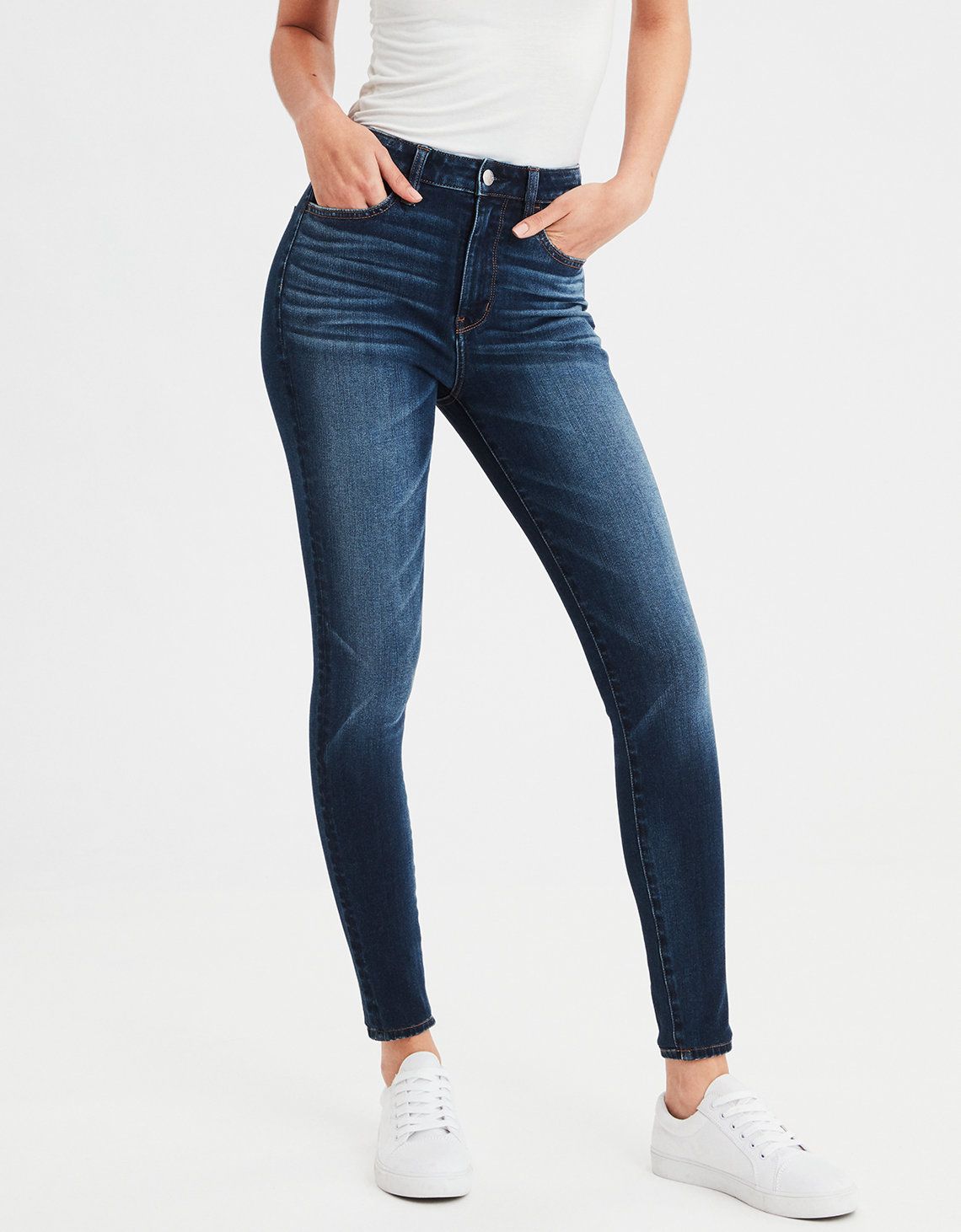 AE 360 Ne(X)t Level Super High-Waisted Jegging, Somber Navy | American Eagle Outfitters (US & CA)