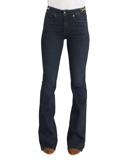 Veronica Beard Jeans Beverly Boot-Cut Jeans w/ Chain Details | Neiman Marcus