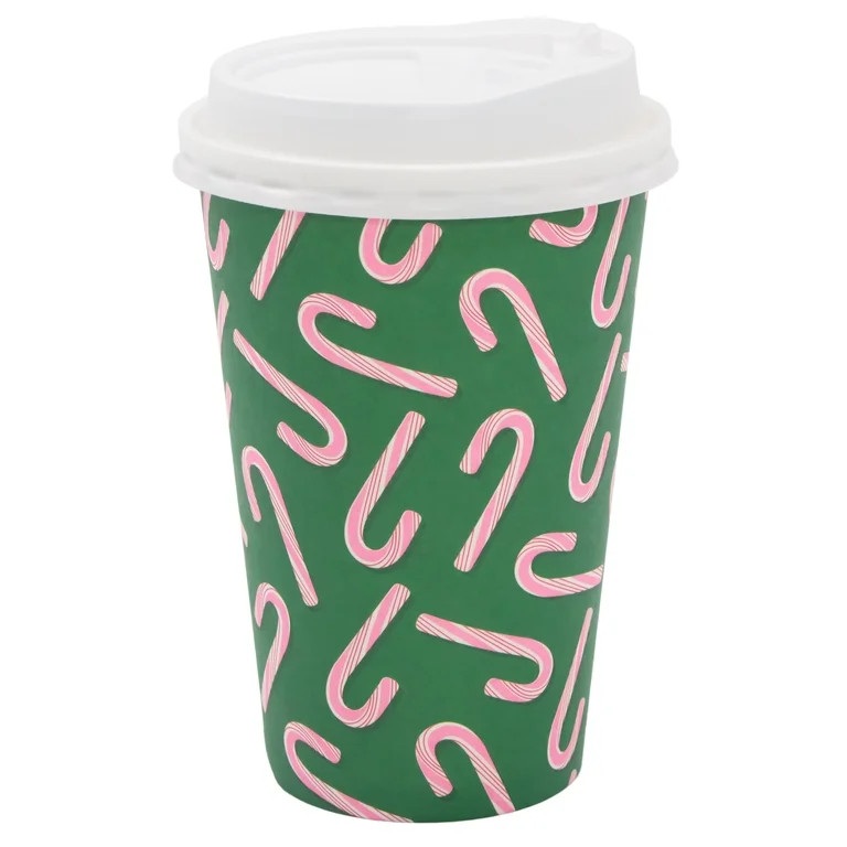 Holiday Time Disposable Coffee Cup Candy Cane - Walmart.com | Walmart (US)