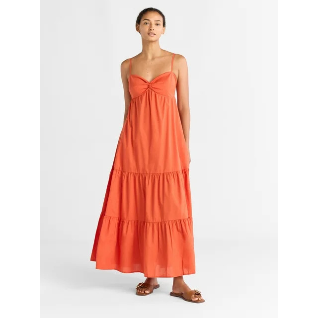 Free Assembly Women's Twist Front Cotton Maxi Dress, Sizes XS-XXXL | Walmart (US)
