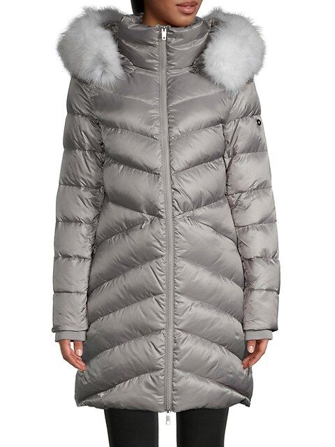 Ookpik Collet Fur-Trim Chevron-Quilted Down Coat on SALE | Saks OFF 5TH | Saks Fifth Avenue OFF 5TH