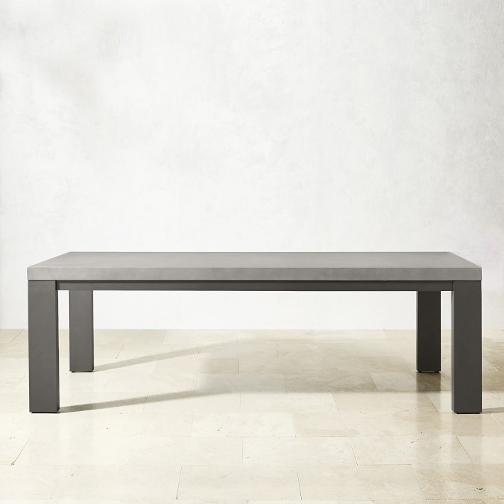 Larnaca Outdoor Slate Grey Metal Fiberstone Dining Table | Williams-Sonoma