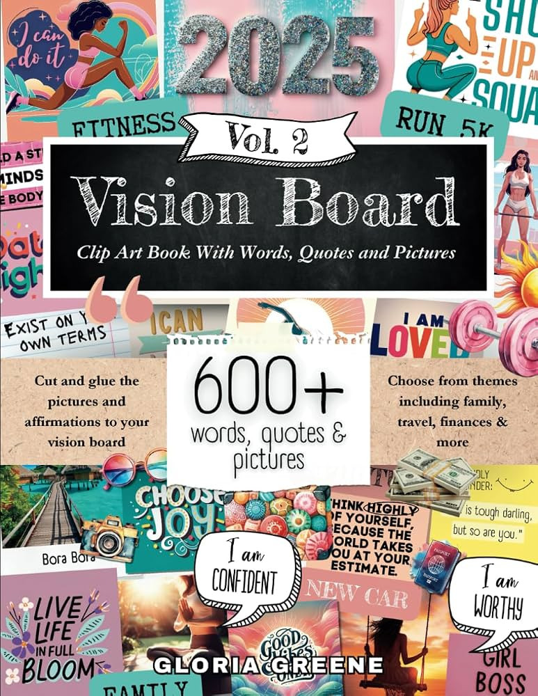 Vision Board Clip Art Book With Words, Quotes & Pictures Vol 2: Manifest Your Perfect Life With 6... | Amazon (US)