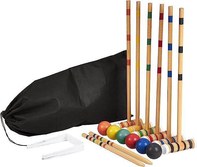Family Croquet – Family-Sized/Travel Croquet Set with Drawstring Bag – Backyard Lawn Game for... | Amazon (US)