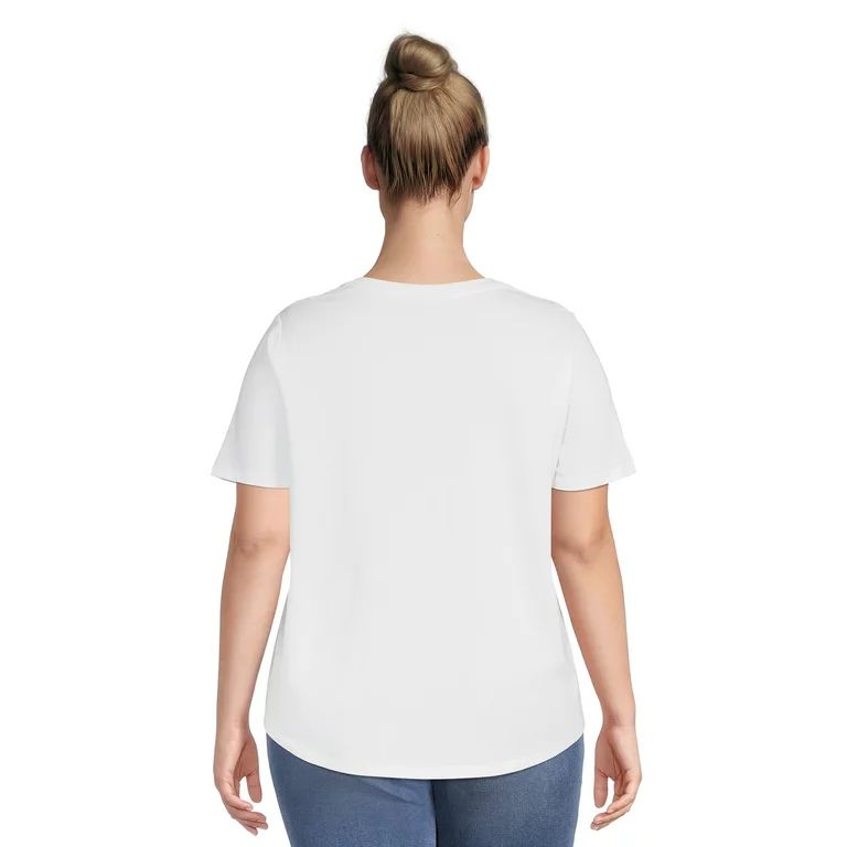 Terra & Sky Women's Plus V Neck T-Shirt with Short Sleeves, 2-Pack | Walmart (US)
