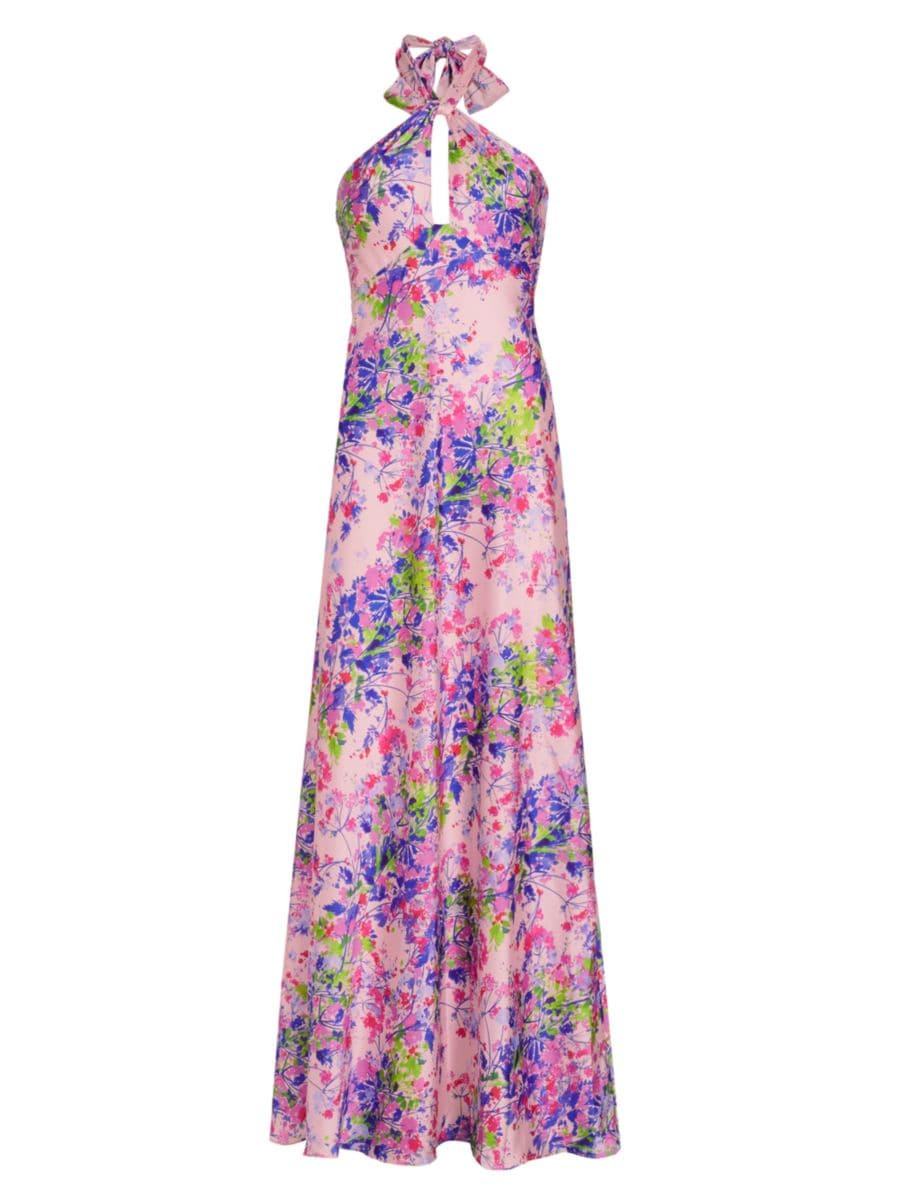 Rose Satin Halter Maxi Dress | Saks Fifth Avenue