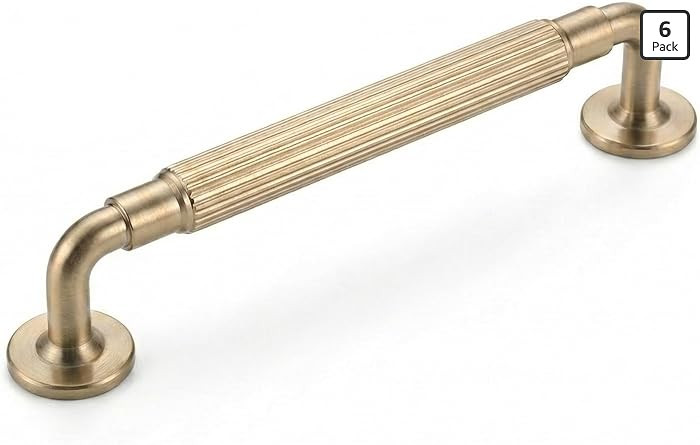 Goo-Ki Champagne Bronze Reeded Cabinet Pulls – 6 Pack 5 Inch Modern Textured Drawer Handles wit... | Amazon (US)