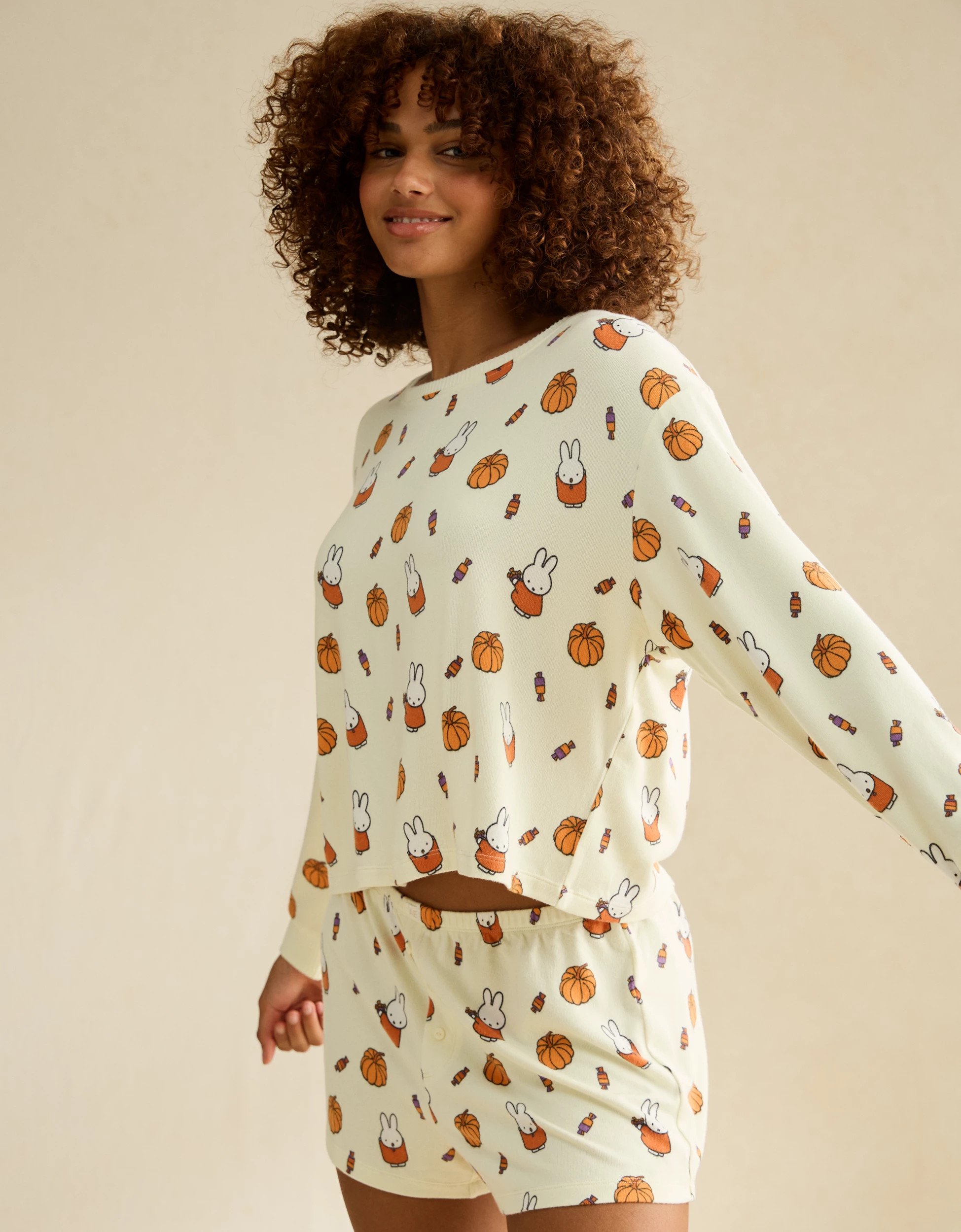 AE Luxe Plush Miffy Long Sleeve + Short PJ Set | American Eagle Outfitters (US & CA)