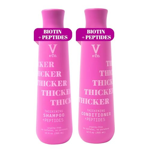 V&Co. Beauty Thickening Hair Shampoo & Conditioner Set (12 Oz. Each) with Peptide Technology, Biotin and Coconut Oil, Sulfate Free Shampoo & All Natural Conditioner for Thickening Hair, Builds Density | Amazon (US)