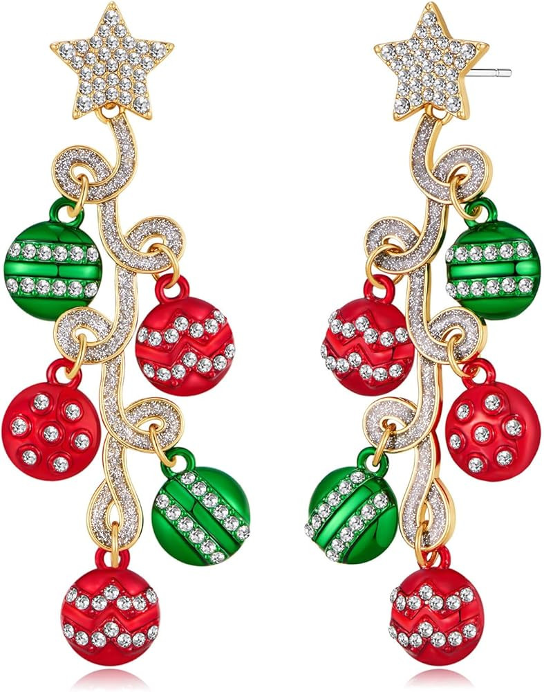 Christmas Earrings for Women Cute Reindeer Earrings Colorful Light Bulb Xmas Earrings Christmas T... | Amazon (US)