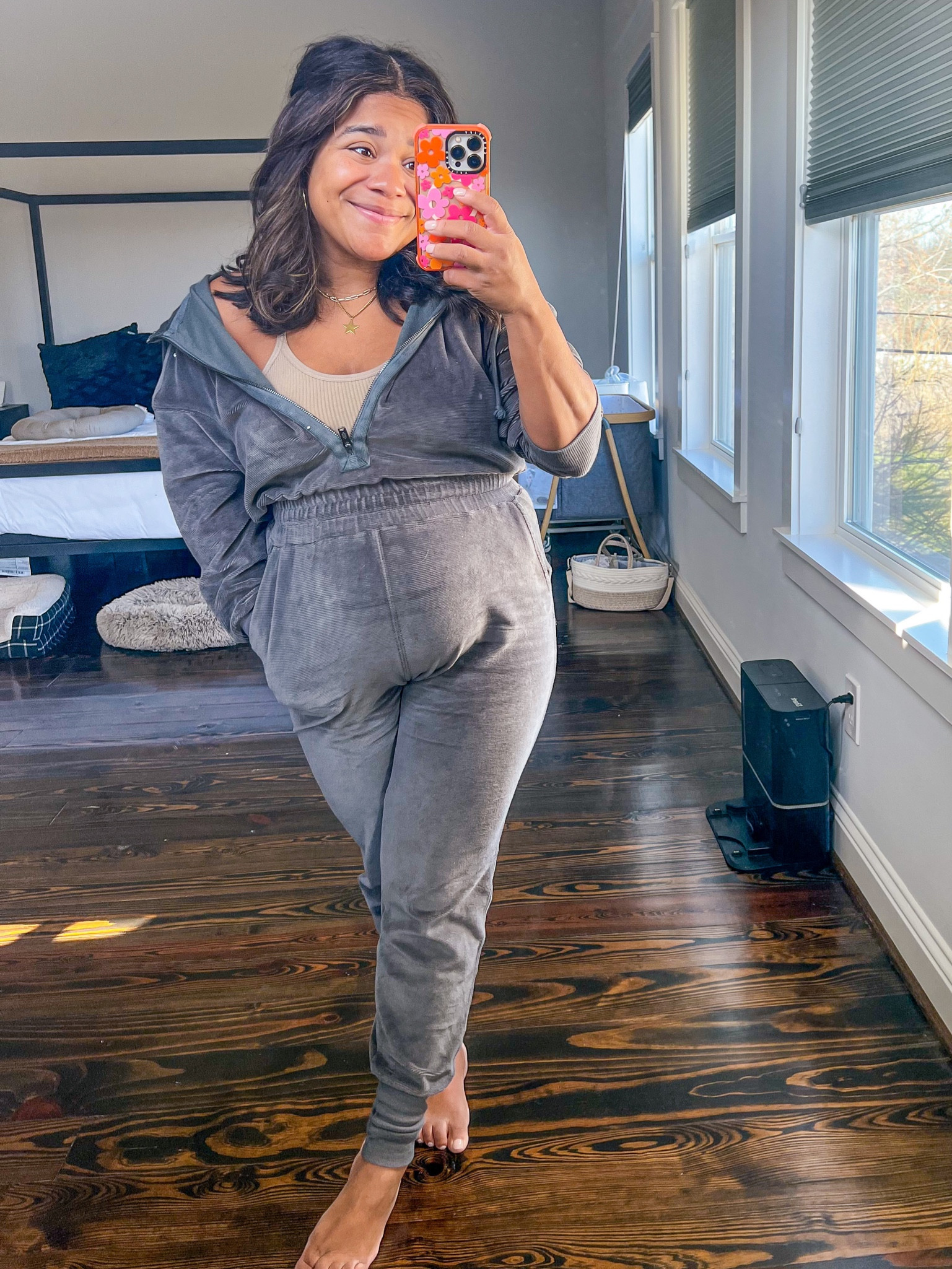 What I’m wearing for a postpartum outfit: this jumpsuit is on sale and Im wearing a XS. Worked for 40 weeks pregnant too

#LTKunder100 #LTKsalealert #LTKbump