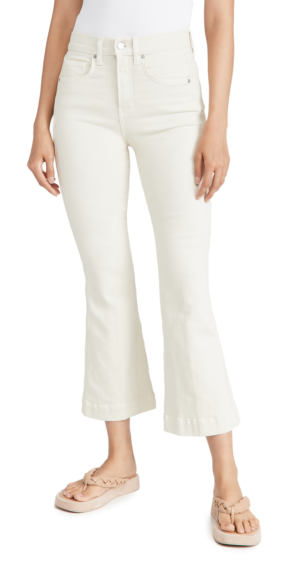 Veronica Beard Jean Carson High Rise Ankle Flare Jeans Ecru 24 | Shopbop