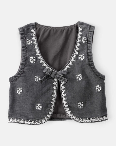 OshKosh B'gosh Baby Girls Girl Western Denim Sleeveless Vest - Grey 24M Grey | Carter's Inc