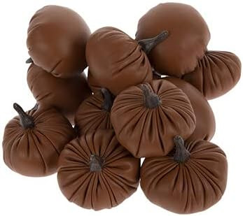 Stag Lane Primitives Set of 12 Small 2 in Mini Dark Burnt Orange/Tan Faux Leather Pumpkins Autumn... | Amazon (US)