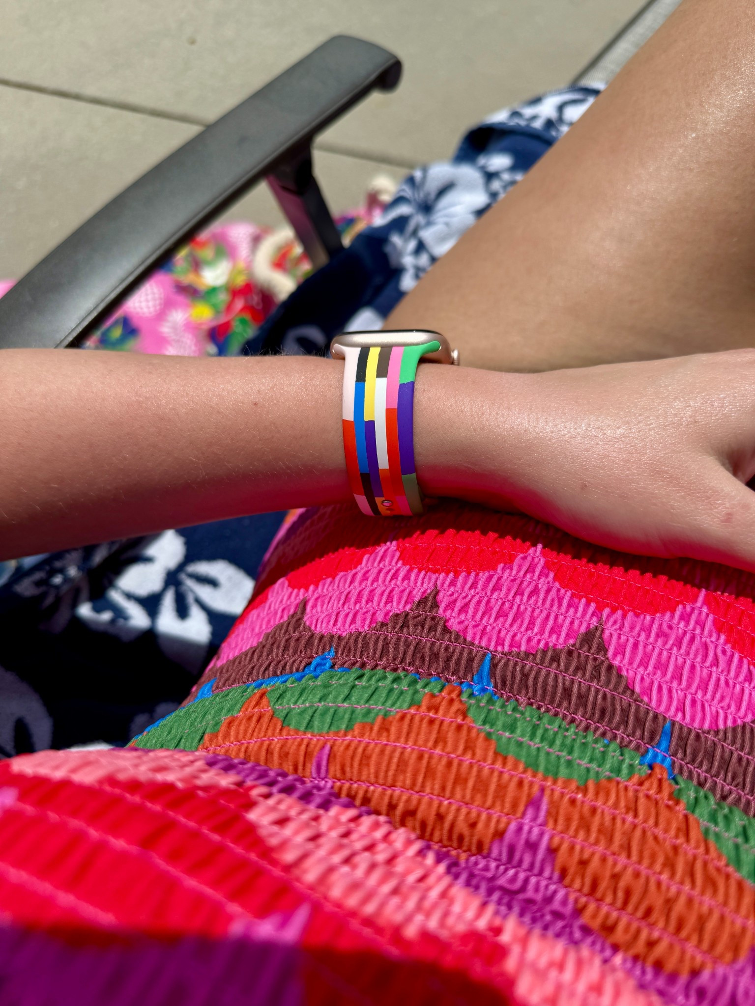 Still so happy with this bathing suit! And how cute does it work with my new watchband?! Based on the reviews, I sized up one size in the bathing suit, but I think I could’ve taken my regular size. It does feel very snug the first time you put it on because of the smocking, but it relaxes after wearing it. It has boob support and full butt coverage 🙌🏻 

#LTKSwim #LTKOver40 #LTKMidsize