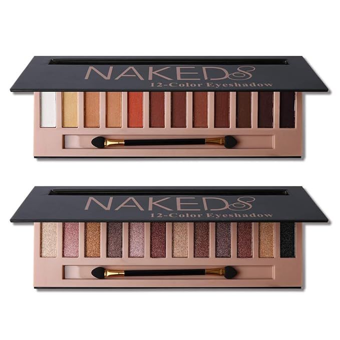 2Pcs Pro 12 Colors Naked Eyeshadow Makeup Palette - Shimmer Matte Pigmented Blendable Diamond Nud... | Amazon (US)