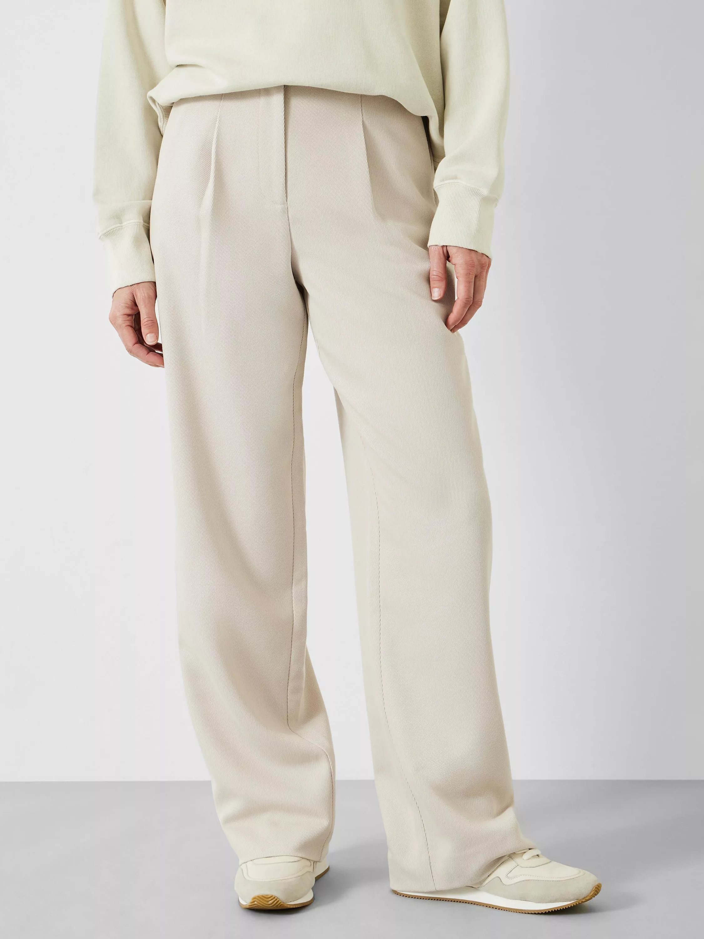 HUSH Tabitha Twill Straight Trousers, Ecru | John Lewis (UK)