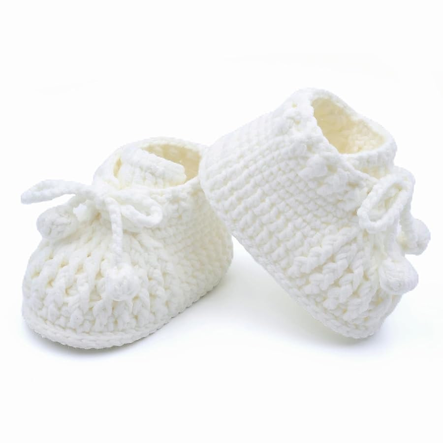 Baby Booties Newborn Hand Crochet Knit Cotton Bootie Soft Cozy Warm Socks Shoes for Infant Boys G... | Amazon (US)